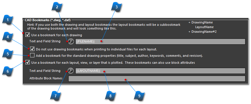 CAD Bookmark Settings