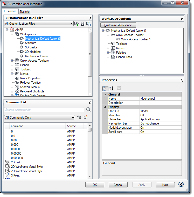 how to show ribbon autocad