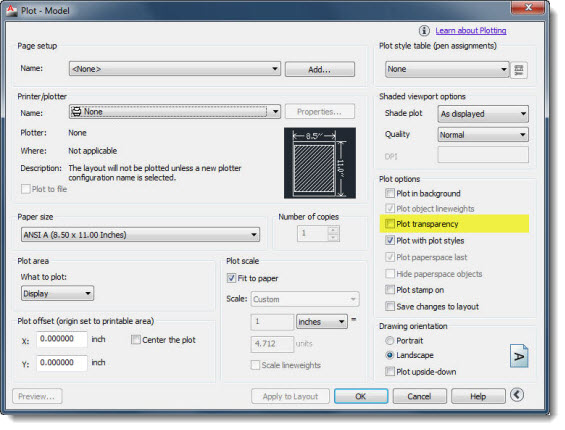 autocad plot style pen assignments