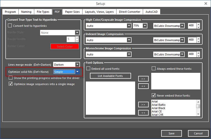 Solid hatches with transparency print as all black when sending  AutoCAD-generated PDFs to physical (paper) printer