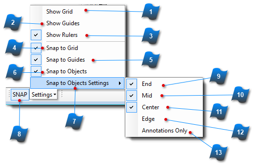 Snap Toolbar and Settings