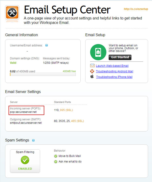 godaddy email settings for outlook 2016