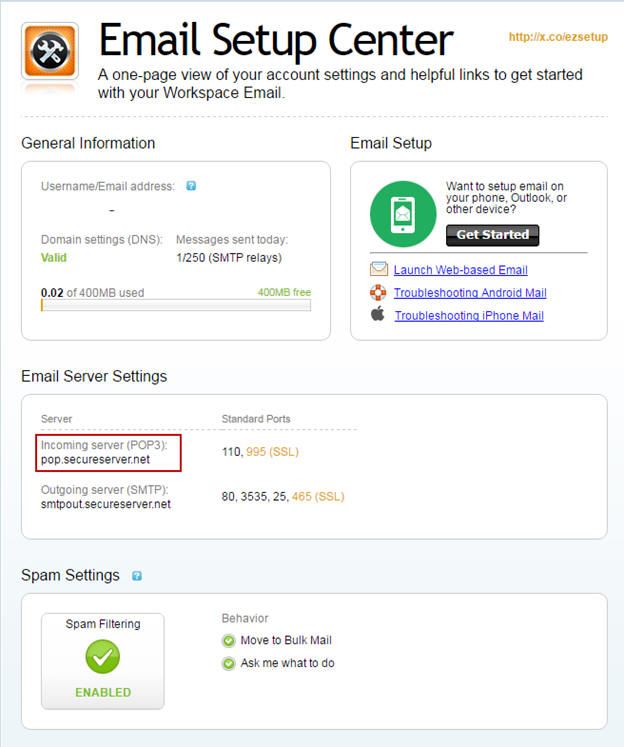 Godaddy Server Settings